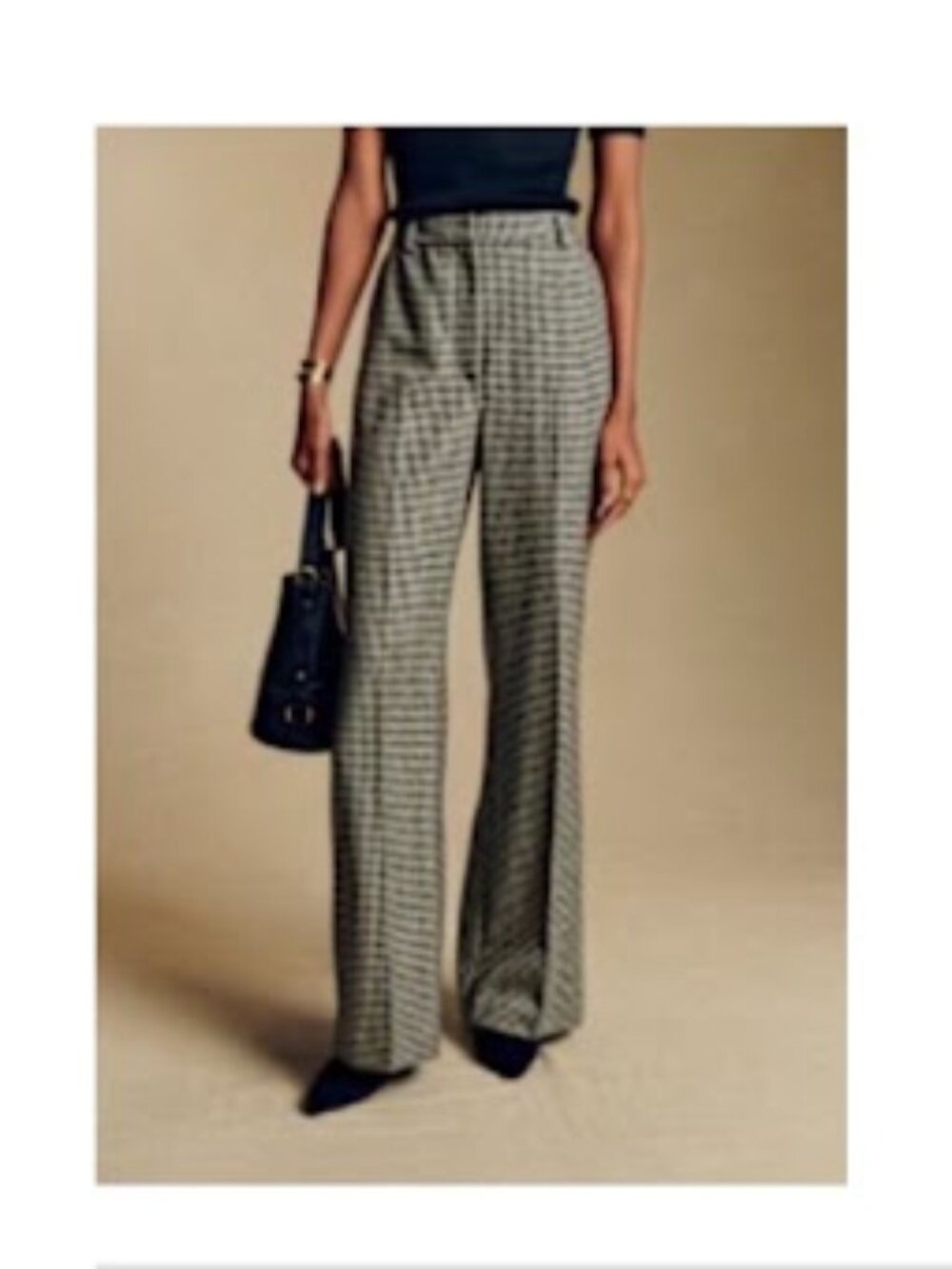 Sezane Matheo Trousers - Black & White Houndstooth Size 14 (FR 46)